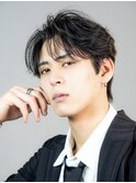 ビジネスメンズショートリクルート七三かき上げヘアツーブロック
