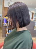 大人30代アゴ下丸みボブ透明感のあるアッシュグレー
