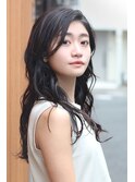 レイヤーロング 似合わせカット 黒髪 イメチェン ウェーブ