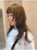 【晴音】姫カットレイヤー/オリーブベージュ/ロング/30代