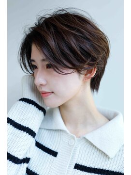 ムウ 難波(MOU) ショートボブ暗めカラーグランマッシュデザイン20代30代40代50代