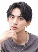 メンズパーマセンターパートニュアンスウルフコンマバング
