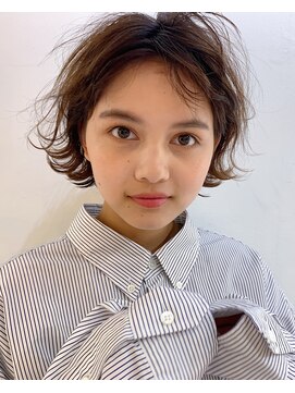 グッデイ ヘアー(GOOD DAY HAIR) ミニボブ 毛先パーマ　黒髪 シアーグレージュ　くすみベージュ