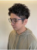 メンズオシャレパーマ/前髪パーマ/アッシュブラック