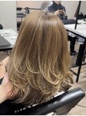 白髪ぼかし脱白髪染めレイヤーカットくびれヘアカットハイライト