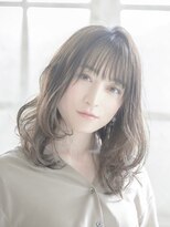 黒髪/グレーベージュ/レイヤーロング/前髪パーマ/銀座