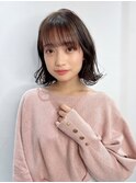 ラベンダーベージュ/くびれミディアム/小顔顔まわりカット/新宿