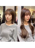 チョコレートベージュ#シールエクステ#小顔#ヨシンモリ#渋谷
