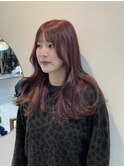 ピンクブラウンカラー韓国ヘア