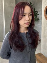 テトヘアー(teto hair) ブリーチなし ピンク レッド 暖色 レイヤーカット