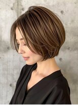 ルーファス メグロ(Ruufus Meguro) 【40代50代60代】似合わせ前下がりボブ/前髪なし/白髪ぼかし
