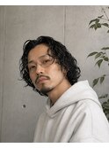 大人男子メンズミディアム色気無造作パーマ