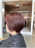 丸みショート×ボルドーカラー