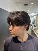 men'sフェザーパーマブルーブラックメンズブリーチなし横浜