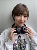 丸みショートシースルーバングくびれボブマッシュショート