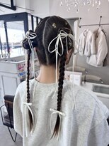 ヘアーブランドジン ヴェール(HAIR BRAND Jin Vert)&nbsp;個性派ツイン三つ編みお呼ばれヘア