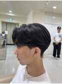メンズセンターパートウルフセンターパートニュアンスパーマ襟足