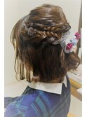 【結婚式・二次会】フィッシュボーンねじりハーフアップ☆