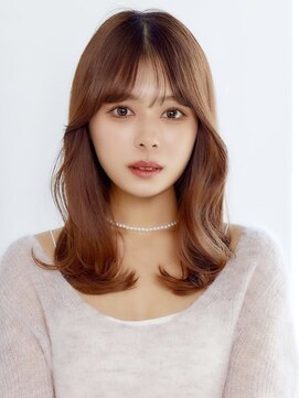 フォンズ(FONS) 愛されくびれミディアム薄め前髪カット暖色カラーココアブラウン