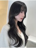 エクステ70本で馴染ませ韓国小顔ロングヘア