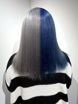 クアトログランシュ 水戸店(QUATRO×GranCieux) ホワイトシルバー＆ブルー　水戸/カラー/ブリーチ