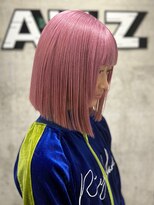 オルズ 渋谷(ALLZ)&nbsp;ペールピンク切りっぱなしボブ/ケアブリーチカラーハイトーン