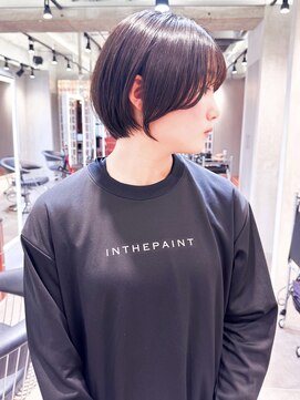 ロンド エメ 柏(Lond aimer) ミニウルフチェリーブラウンブリーチなしショートボブ前髪/柏柏