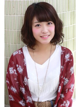 ヘアーガーデン ハニワ(Hair Garden 葉庭) ウェーブミディボブ