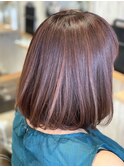 艶感/艶カラー/ボブ/ハイライト/暖色カラー