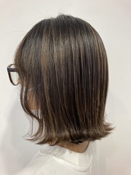 ヘッズ 本八幡店(HEADS) 大人ボブ　ハイライト　テラコッタ　くすみブルー　縮毛矯正