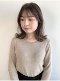 セミロング鎖骨ミディアムくびれヘア透明感グレージュ/自由が丘