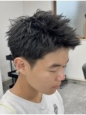 ビジネスショートメンズマッシュツイストパーマツーブロック
