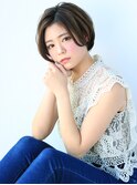 ミルクブラウン/ダークパープル/ナチュラルショート/夏/センター