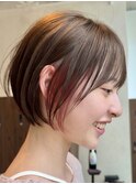 10代20代30代小顔顔まわり似合わせ耳かけショートインナーカラー