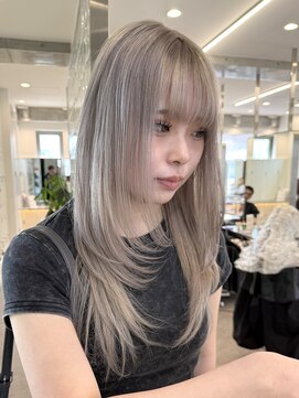 サンクプロジェクト(cinq PROJECT) ラベンダーミルクティーグレージュ韓国風顔まわりレイヤー原宿