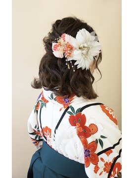 ヘアアンドメイクジップ恵比寿 (Hair&Make ZIP) ミディアムハーフアップ 袴 着付け