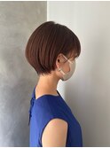 大人可愛い 前下がりショートボブ 丸みショート