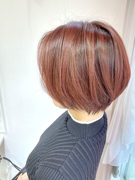 ヘアーライズ 池袋東口店(hair RISE) レッドよりのピンクグレージュシャドールーツショート