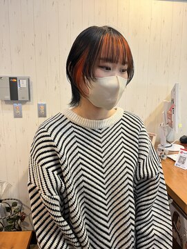 ノブレス ノアール(NOBLESSE NOIR) ウルフカット/オレンジインナーカラー/デザインカラー