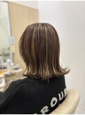 外ハネBob×脱白髪染ハイライト細め推し