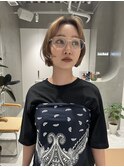 天神大名顔周りレイヤーカットミディアムボブタッセルボブパーマ