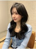 ロングレイヤー/フェイスレイヤー/韓国ヘア/暗髪
