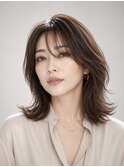 白髪を活かした大人女性に大人気のミディアムレイヤー