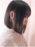 小顔ワンサイドショートブランジュ×ダブルバング