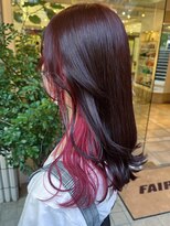 フェアレディ 烏山店(FAIRLADY)&nbsp;レッドブラウン×鮮やかレッドインナー ウェーブ巻きミディアム