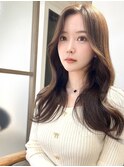 韓国風つやロング/韓国風巻き/マロンベージュ
