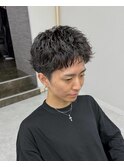 ダークアッシュニュアンスパーマ韓国マッシュベリーショート