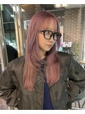 【ピンクベージュ×ロング】#ダブルカラー#ケアブリーチ