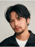 天神大名メンズパーマフェザーパーマセンターパートウルフカット