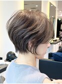 40代50代ハイライト銀座白髪ぼかしひし形くびれショートE